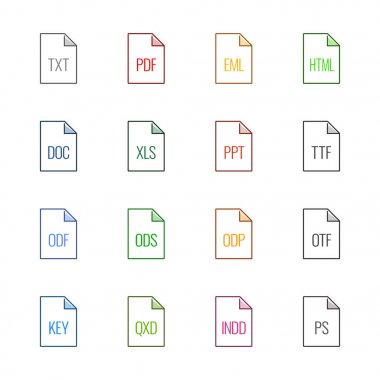 Dosya türü simgeleri: metin, yazı tipleri ve sayfa düzeni - Linne Ul renk serisi