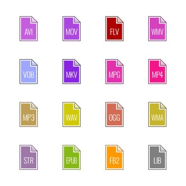 Dosya türü simgeleri: Video, ses ve kitaplar - Linne Ul renk serisi