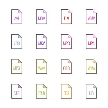 Dosya türü simgeleri: Video, ses ve kitaplar - Linne Ul renk serisi