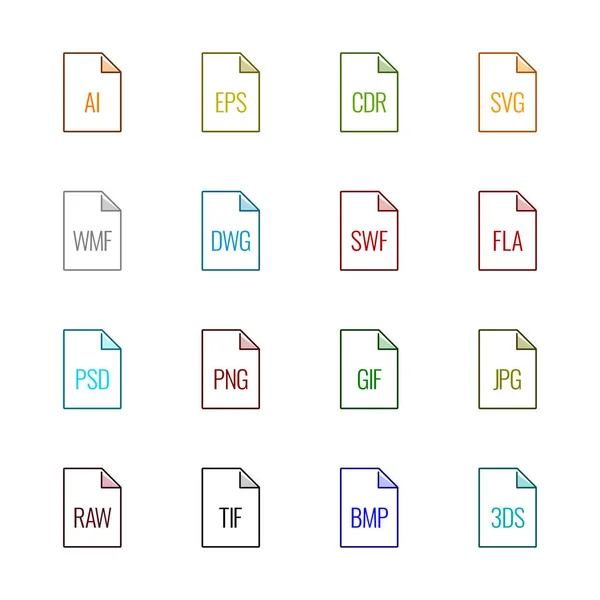 Iconos de tipo de archivo: Graphics - Linne UL Color series — Vector de stock