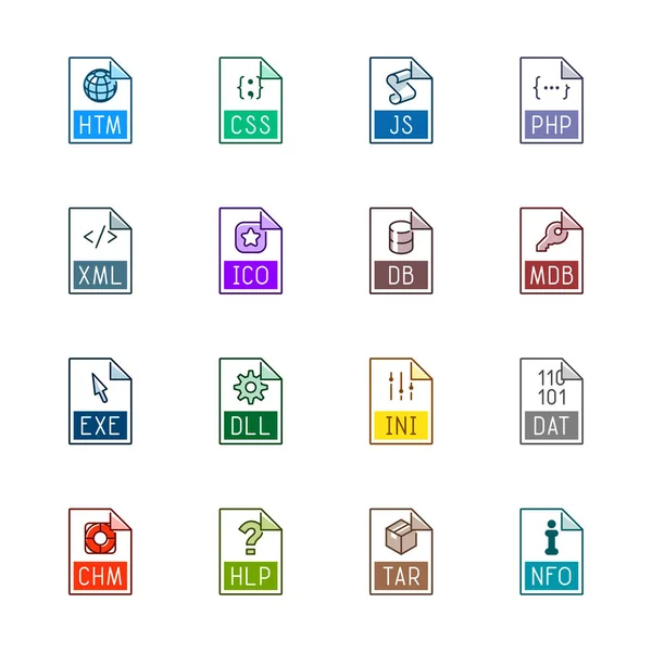 Icônes de type de fichier : Sites Web et applications - Linne Color series — Image vectorielle