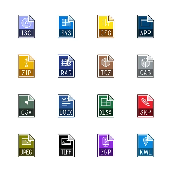 File type icons: Miscellaneous - Linne Color series — Stock Vector