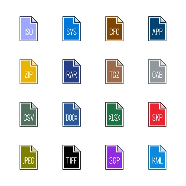 Dosya türü simgeleri: çeşitli - Linne Ul renk serisi — Stok Vektör
