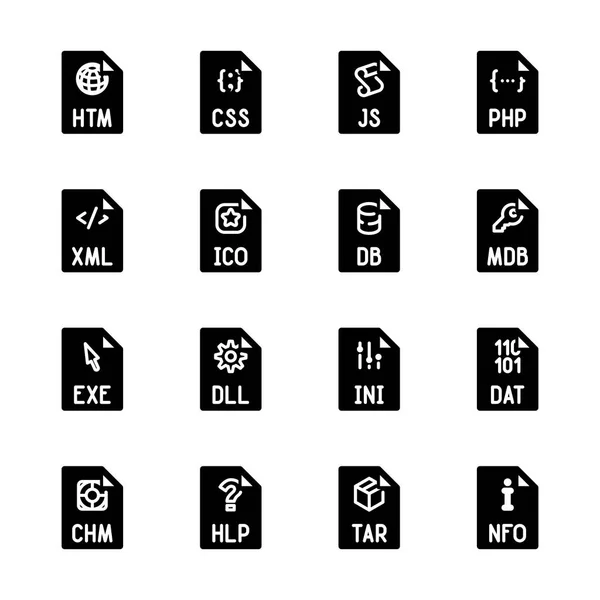 Dateityp-Symbole - Webseiten und Anwendungen — Stockvektor