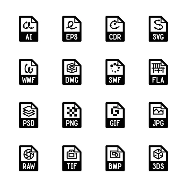 Iconos de tipo de archivo - Graphics — Vector de stock
