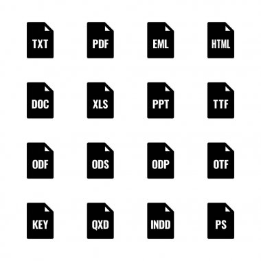 Dosya türü simgeleri - metin, yazı tipleri ve sayfa düzeni