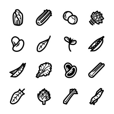 Sebze simgeler - marul, ıspanak, bezelye ve fasulye