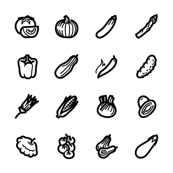 Légumes icônes - Tomate, concombre et chili — Image vectorielle