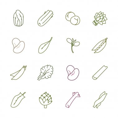 Sebze simgeler - marul, ıspanak, bezelye ve fasulye