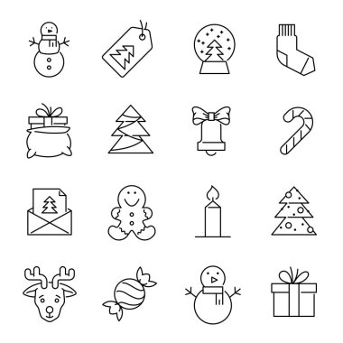 Christmas simgeleri-Xmas ağacı, kardan adam ve hediye