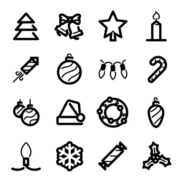 Boże Narodzenie ikony - choinki i dekoracje — Wektor stockowy