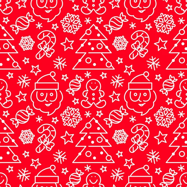 Christmas sömlösa mönster - Santa och godis käppar — Stock vektor