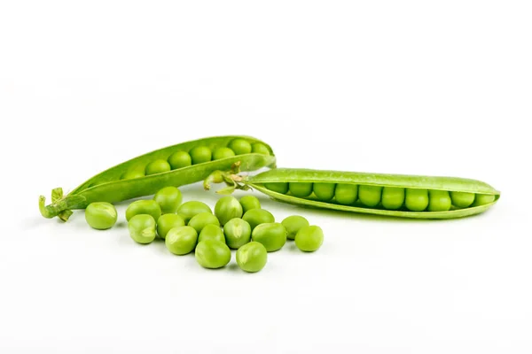 Groene Erwten Een Witte Achtergrond — Stockfoto