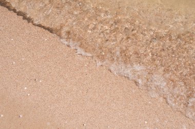 Deniz kıyısında. Dalga. Kum. Okyanus