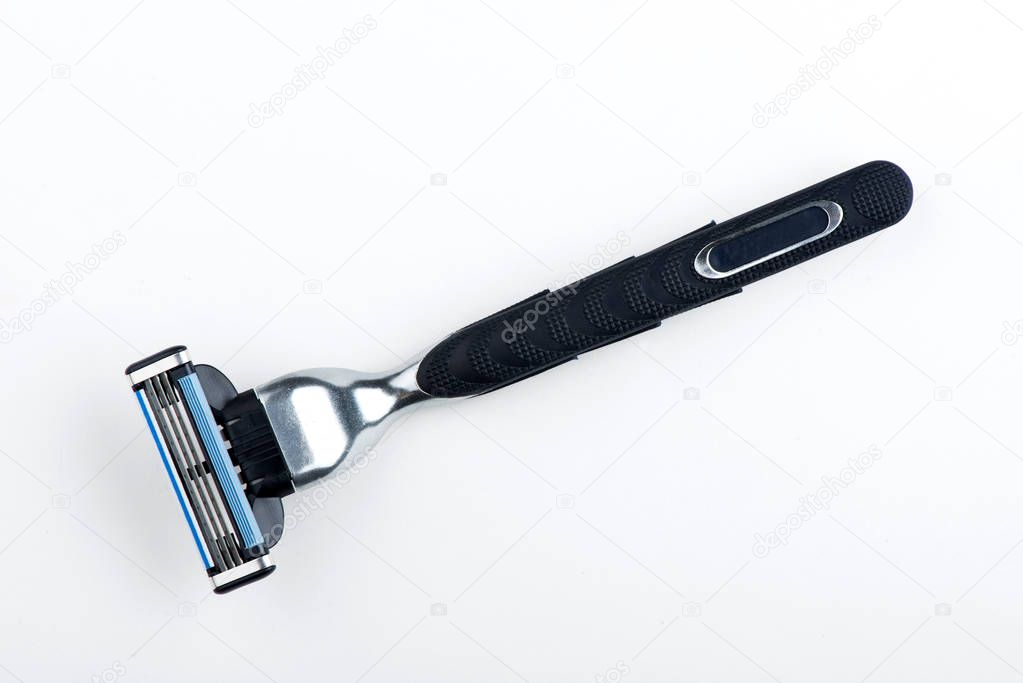 shaver on white background. razor blades close-up. razor