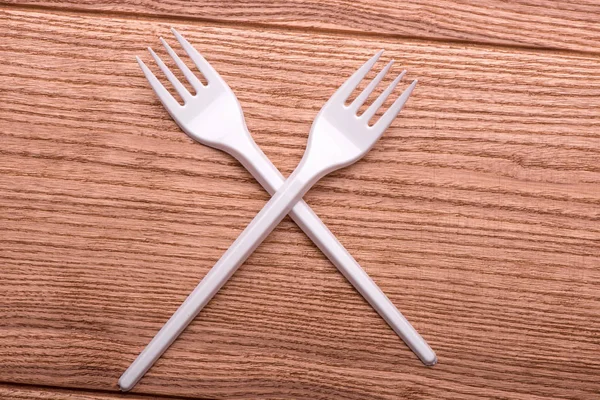 Plastic Forks Closeup Fork Table — Stock Photo, Image