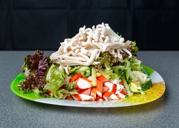 Ingrediente Pentru Face Salata Farfurie Verde Conceptul Alimentație Sănătoasă — Fotografie, imagine de stoc