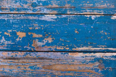 Tasarım için eski boyanmış ahşap tahtalar. Mavi vintage arkaplan.