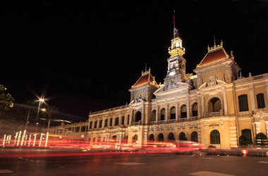 Belediye Binası, Saigon, Ho Chi Minh City, Vietnam gece görünümü