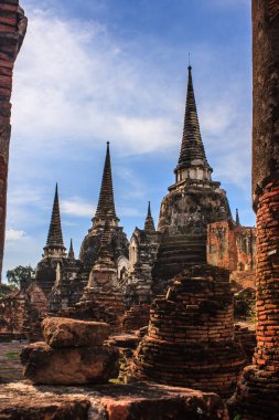 Wat Phra Sri Sanphet Tarihi Parkı, Ayuthaya eyaleti, Tayland, Güneydoğu Asya Asya Asya dini mimarisi antik Pagodas Amazing görünümü. Tayland'ın en önemli tarihi dönüm noktası, cazibe ve hedef.