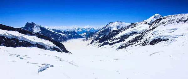 Aletschgletscher lub Aletsch glacier - krajobraz lód w Szwajcarii regionów alpejskich, stacji Jungfraujoch, najwyższe Europie Pociąg stacja, Szwajcaria, Europa — Zdjęcie stockowe