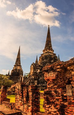 Asya dini mimari görünümünü antik pagodadan Wat Phra Sri Sanphet Historical Park, Ayuthaya Eyaleti, Tayland, Thailand, Güneydoğu Asya. Tayland'ın en iyi tarihi dönüm noktası, cazibe ve hedef