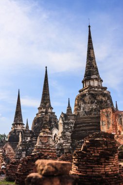 Asya dini mimari görünümünü antik pagodadan Wat Phra Sri Sanphet Historical Park, Ayuthaya Eyaleti, Tayland, Thailand, Güneydoğu Asya. Tayland'ın en iyi tarihi dönüm noktası, cazibe ve hedef