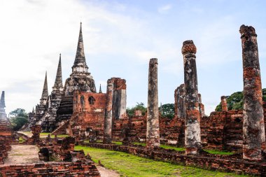 Asya dini mimari görünümünü antik pagodadan Wat Phra Sri Sanphet Historical Park, Ayuthaya Eyaleti, Tayland, Thailand, Güneydoğu Asya. Tayland'ın en iyi tarihi dönüm noktası, cazibe ve hedef