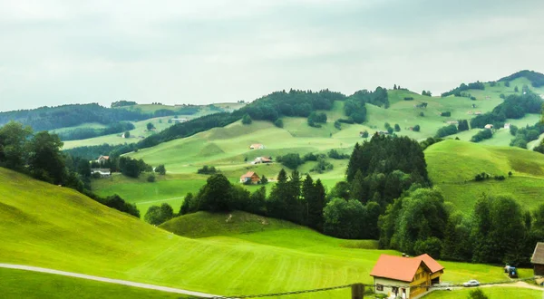 İsviçre ve Lichtenstein, Vaduz, Lichtenstein sınır boyunca sürücü yolda güzel sahne