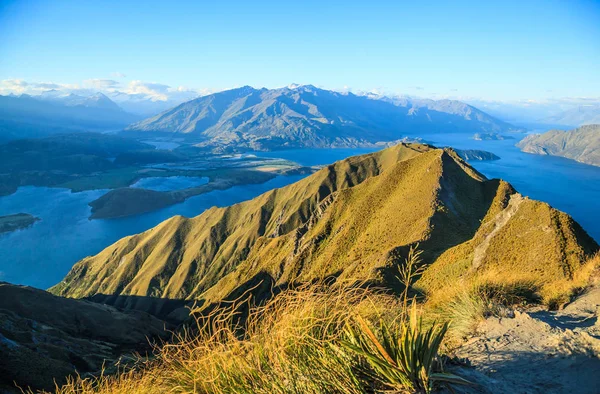 Impresionante Impresionante Vista Del Paisaje Desde Pico Roys Lago Wanaka —  Fotos de Stock