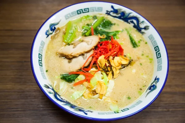 Comida Tradicional Japonesa Macarrão Ramen Quente Sopa Caldo Miso Com — Fotografia de Stock