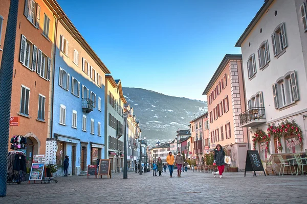 Switzerland Town Pictures Evenig — Stock Photo, Image