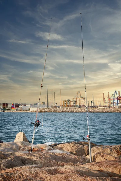 Algunas Fotos Unos Pescadores Frente Mar Mediterráneo — Foto de Stock
