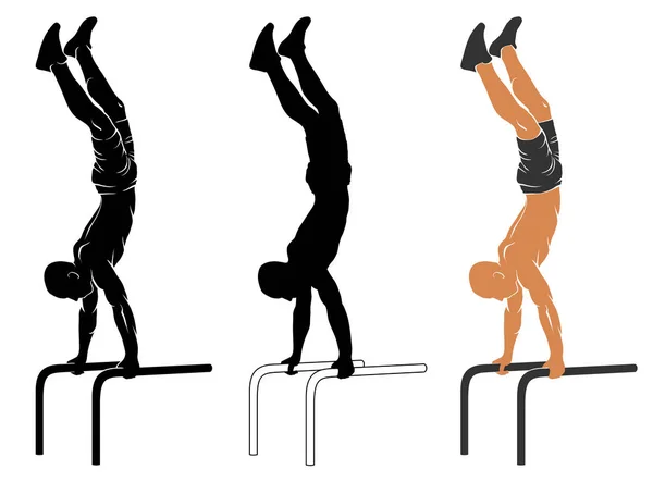 Parallel bars handstand — Stock Vector