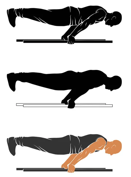 Plank push up — Stock Vector