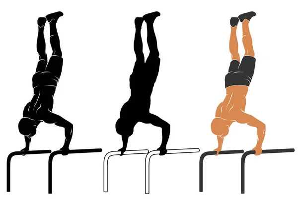 Parallel bars push-up — Stock Vector