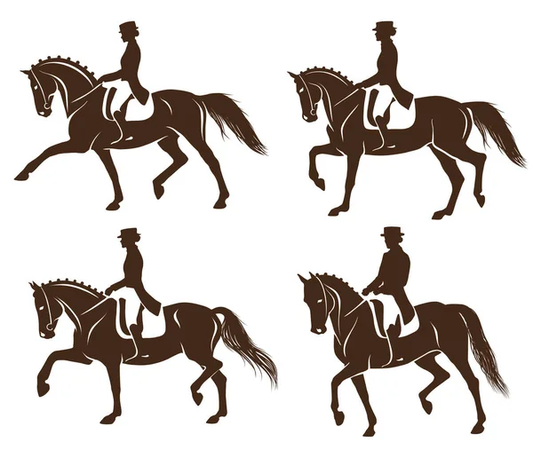 A díjlovagló lovak lovas — Stock Vector