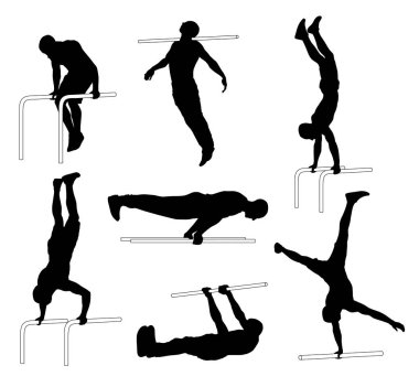 Street workout silhouettes clipart