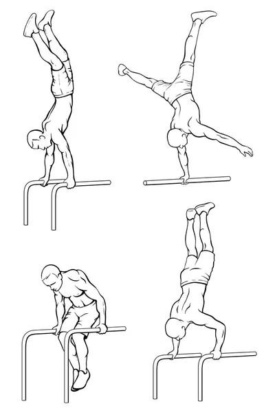 Street workout outline set — Stock Illustration Street workout outline set Stock Vector