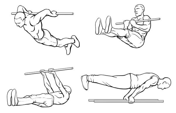 Street workout outline set — Stock Illustration Street workout outline set Vector Graphics