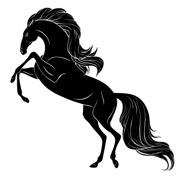 Galopperend paard met lange manen en staart — Stockvector