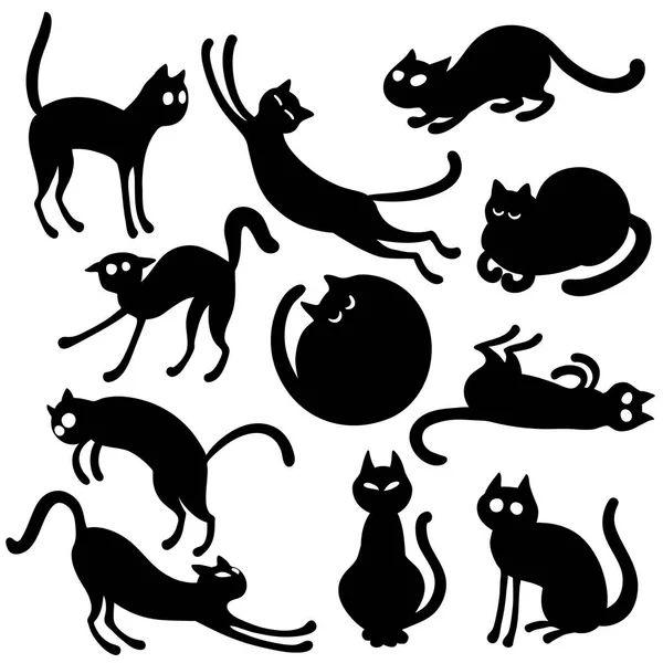 Negro gatos conjunto — Vector de stock