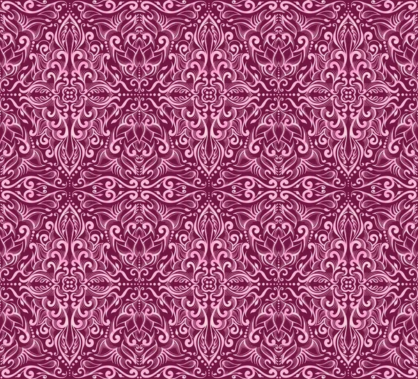Бесшовный темно-розовый дамасский узор — стоковый вектор