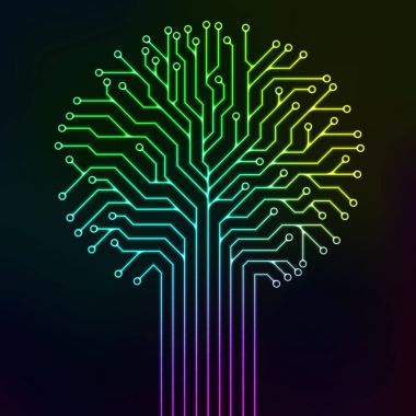 Devre ağaç çok renkli neon