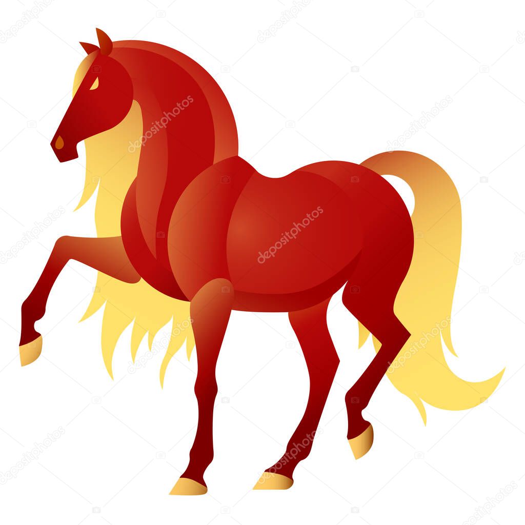 Bay stylized horse with golden mane and tail