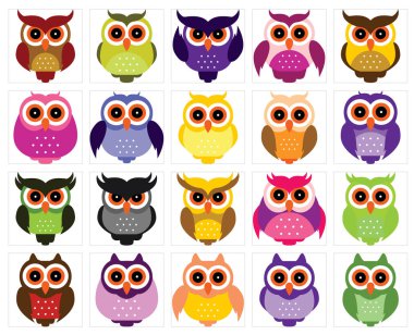 Güzel baykuş koleksiyonu