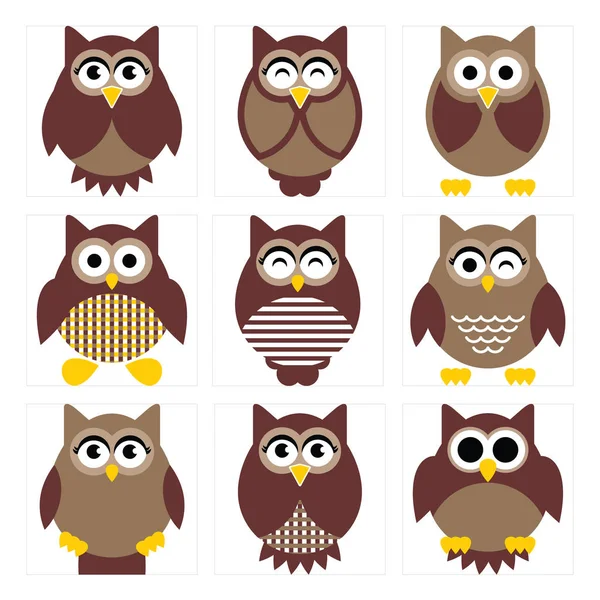 Nice Owl Collection — Stock Vector