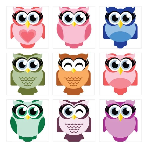 Nice Owl Collection — Stock Vector
