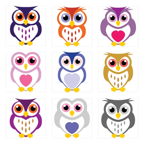 Nice Owl Collection — Stock Vector