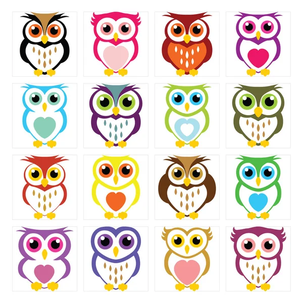 Nice Owl Collection — Stock Vector